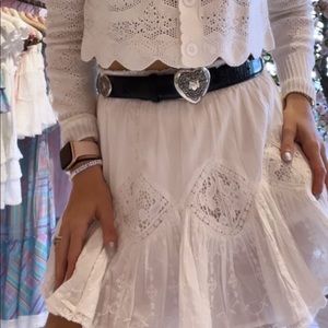 Loveshackfancy Adia White Mini Skirt